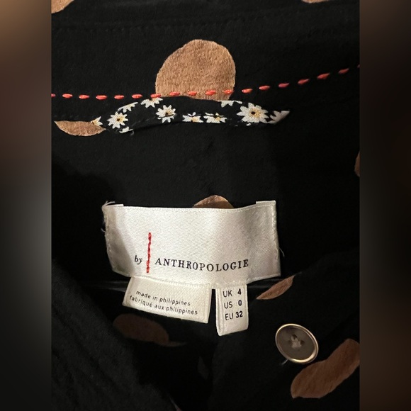 ANTHROPOLOGIE Loveland Wide-Leg Jumpsuit Women's Size US 4 Black Polka - Picture 4 of 7